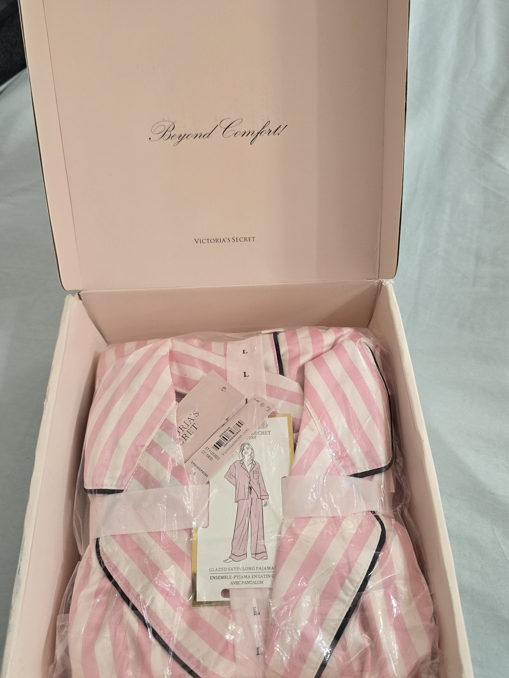 Victoria's Secret Pink Striped Satin Pajama Set